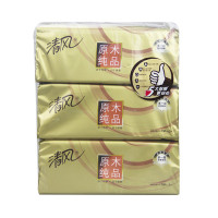 清风 原木纯品金装3层150抽中幅抽取式面纸*3包BR36LJ