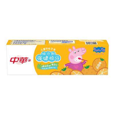 中华儿童防蛀牙膏小猪佩奇香橙味 换牙期强健恒牙60g