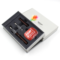 英雄（HERO)359 钢笔双笔头礼盒套装(1支F钢笔+1个EF笔头) 铱金笔 墨水笔 0.5mm（七包服务）