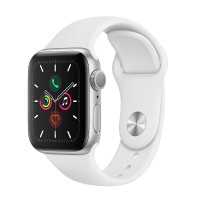 Apple Watch Series5 智能手表 GPS 44毫米 银色铝金属表壳搭配白色运动型表带