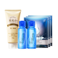 花印净肤水漾面膜护肤套装（米糠洁面150g+水漾化妆水99ml+水漾乳液99ml+山茶花面膜3P）