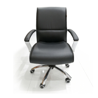 中原(Zhongyuan) 职员椅530 黑色牛皮 高密度回弹海绵座垫 610*670*1040