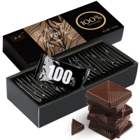 诺梵纯黑可可脂巧克力礼盒100%黑巧无蔗糖零食逆天苦130g