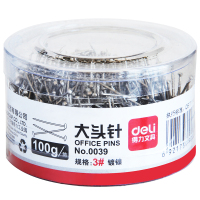 得力(deli) 0039 大头针 3# 直别针 办公用品 100g/筒 办公用品1盒宁选