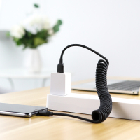 洛克(ROCK)TYPE C金属编织1.5M弹簧伸缩数据线 RCB0657