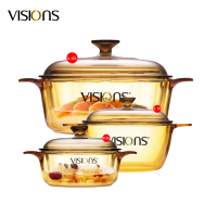 康宁(VISIONS)晶彩透明套锅 晶彩3.25L汤锅+1.5L晶彩透明锅+晶彩0.8L奶锅 汤锅煮锅家庭套组