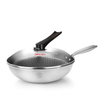 [精选]康巴赫蜂巢304不锈钢炒锅