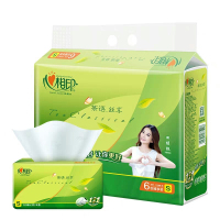 心相印茶语系列抽纸130抽3层柔韧无香压花家庭装餐巾心心相印纸巾
