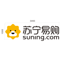 1000mm高,“狮子标+苏宁易购+suning.com” 平板发光字(横版版)-奔流标识