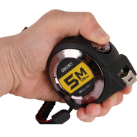 得力79551钢卷尺 办公5米卷尺 精度自锁卷尺 全包胶防滑耐磨 一把宁选