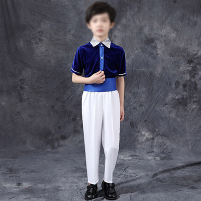 儿童合唱服演出服小学生大合唱团男童主持人礼服 蓝色套装 140cm5件 150cm5件 160cm2件