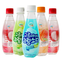 韩国进口 友施四口味汽水体验装(桃子味、荔枝味、哈密瓜味、柠檬味+随机装口味)340ml*5瓶