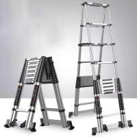正优加厚铝合金多功能伸缩梯子5.1+5.1人字梯