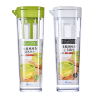 ASVEL 日本冷水壶夏凉开水杯耐高温家用 ASVEl大容量塑料果汁杯柠檬茶壶 1.1L带过滤 绿色