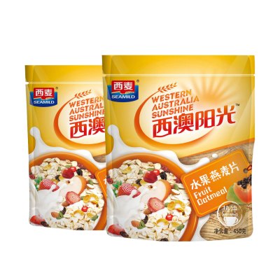 西麦 热冲水果燕麦片450g*2袋早餐食品营养即食燕麦片免煮谷物冲饮