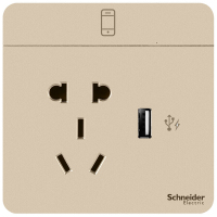 施耐德电气 E8342610USB_WG 五孔带2.1A USB接口插座面板 绎尚系列 薄暮金