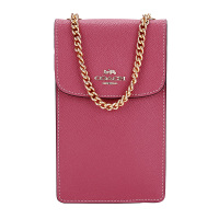 COACH 蔻驰 奢侈品 女士玫红色皮革单肩斜挎手机包链条包女 F37543 IMROU