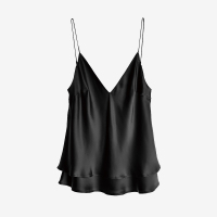 青色 100%蚕丝洛神吊带衫 黑色