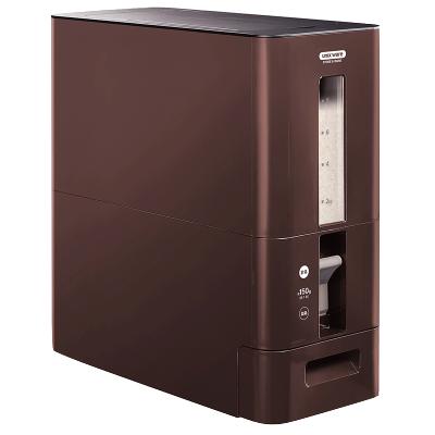 日本asvel计量米桶家用密封防潮防虫装米桶 20斤10自动米缸储米箱 12kg棕