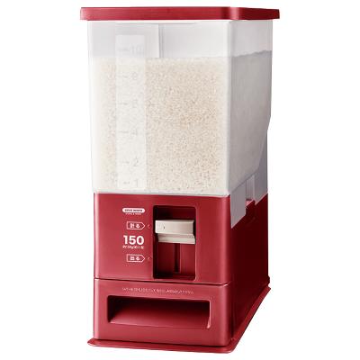 日本asvel计量米桶家用密封防潮防虫装米桶 20斤10自动米缸储米箱 12kg红色