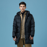 雪中飞2019秋冬新款印标时尚潮加厚中长款运动袖口连帽面包羽绒服X90140803