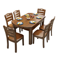 [规格:1.5米 原木色 单桌子]实木餐桌伸缩折叠现代简约家用小户型吃饭圆桌子