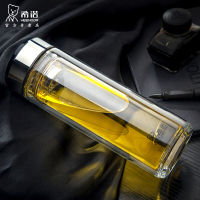 希诺双层玻璃水杯男女士高端商务办公泡茶杯