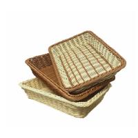 JERIS 仿藤编织水果篮藤编烘培面包筐长方形塑料超市展示零食蔬菜收纳篮仿藤编织筐面食框40*20