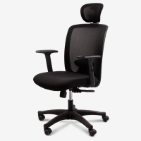 OFFEEL 电脑椅 可调头枕办公椅 升降椅 腰靠座椅 网布椅子黑色87084 单个装