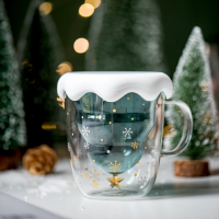 抖音网红耐热双层玻璃杯星星圣诞树水杯