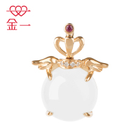 金一18K金圆舞曲B款女士款和田玉吊坠赠银链（定价）KJDZ157