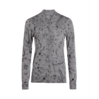 鄂尔多斯ERDOS 秋冬纯羊毛立领印花开衫女式羊毛衫