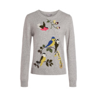 鄂尔多斯ERDOS 秋冬圆领提花长袖女式针织衫