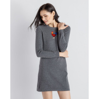 鄂尔多斯ERDOS 秋冬金鸡提花生肖衫女连衣裙