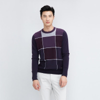 鄂尔多斯ERDOS 秋冬纯羊绒圆领提花男式羊绒衫