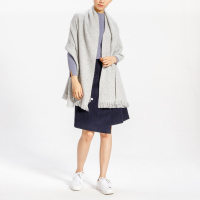 鄂尔多斯ERDOS 秋冬山羊绒保暖纯色简洁长款披肩围巾