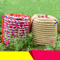 拔河绳优质麻绳拔河比赛专用绳20米25米30米3㎝4㎝粗麻绳拔河绳子 30人25米[花布料]