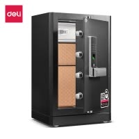 得力(deli)4117保险柜家用防盗床头柜入柜式全钢保管箱 指纹电子密码保险箱 高72cm 黑色