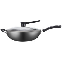 美的(Midea) 炒锅 CT32A4 熟铁无涂层不粘炒锅燃气灶明火 通用爆炒锅32cm 不锈钢复合底