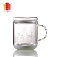 sohome 玉竹耐热玻璃茶杯 带盖泡茶水杯350ml(节假日不发货)