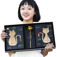 诺梵纯黑可可脂喵爱一生巧克力礼盒送女友
