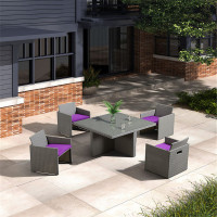 欧宝美外休闲桌椅藤椅组合庭院室外餐桌椅露天露台花园阳台靠背椅