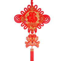 SCP 12号中国结单线挂鱼 SCP-11521 植绒印花烫金福字中国结挂件春节装饰用品25*65cm (50个起订)