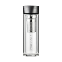 菲驰(VENES) FC303-300 商务玻璃杯300ML 男女士带茶隔水杯便携创意杯子双层泡茶过滤网办公杯