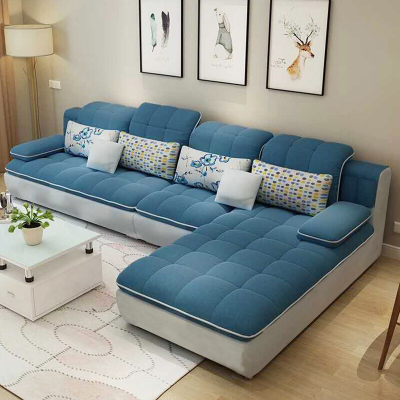 欧宝美现代简约可拆洗布艺沙发组合大小户型沙发客厅整装贵妃转角沙发