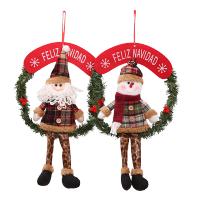 SCP 圣诞花环门挂 SCP-11615 装饰藤圈花环门挂圣诞装饰用品毛绒挂饰22*35cm (5个起订)