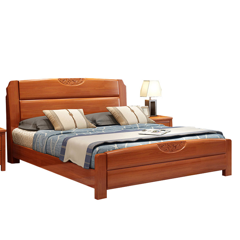 实木床新中式卧室宿舍公寓单人床双人橡胶木床