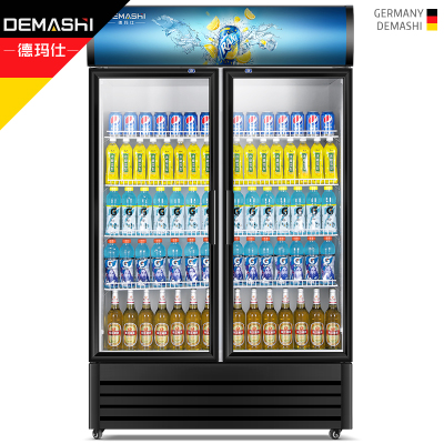 德玛仕(DEMASHI) 展示柜冷藏 立式冰柜商用 冰箱水果保温保鲜柜 冰吧超市饮料柜 双门直冷 LG-680 铝合金款