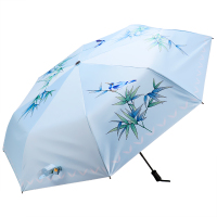 天堂伞 (731E)晴雨伞太阳伞遮阳伞三折黑胶防晒伞双层伞(1把) 竹韵蓝色