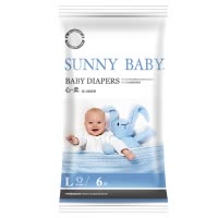SunnyBaby自营芯柔亲肤干爽纸尿裤L码大号(9-14kg以上)6片试用装